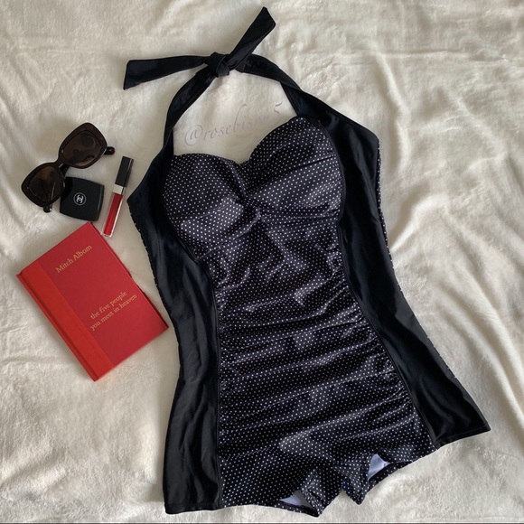 RoseBisou5 | 5PinkKisses Other - Retro PinUp Style One Piece Swimsuit Black + White